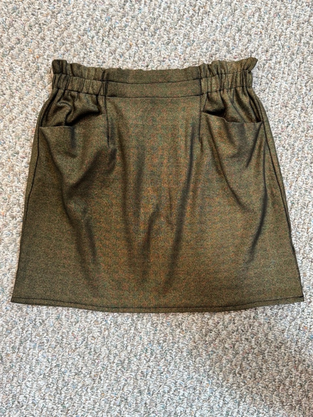 Molly Bracken Gold/Olive Greenish Woven Mini Skirt - Size Large NWT